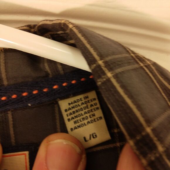 G.H. Bass & Co shirt mens L Large multicolor plaid river rock textures button - Picture 8 of 10